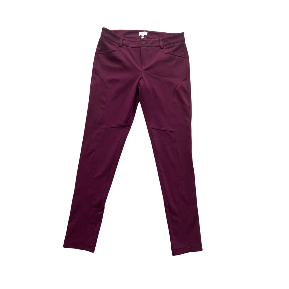 Laundry by Shelli Segal Burgundy Moto Skinny Ponte Pants Womens Size XS Wine